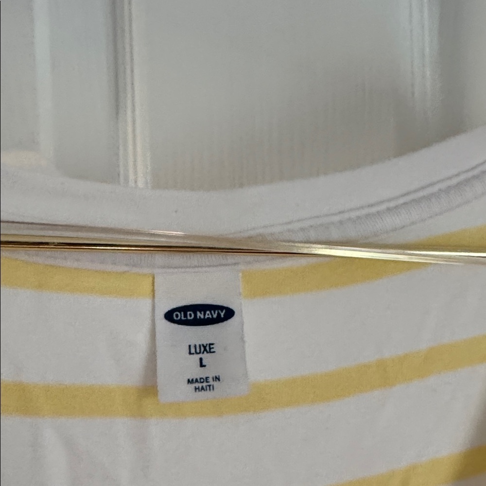 Old Navy Yellow and White Striped V-Neck Tee - Picture 3 of 5